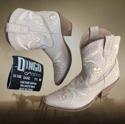 ¡BONITO! Dingo Primrose Western Vaquera Vaquera Cuero Botas Arena Para Mujer Talla 11 M Foto 1 de 4