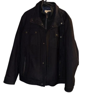 Michael Kors Herren Schwarz Wollmischung Reißverschluss Bomber Stil Jacke Mantel XL - Bild 1 von 6