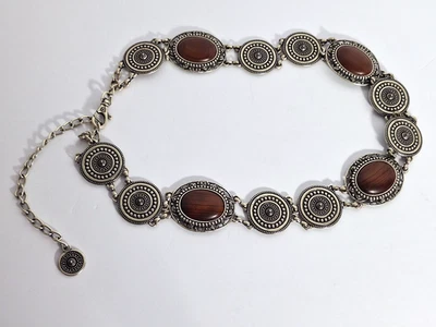 Women's Concho Belt Sz Medium Heavy Metal Chain Belt Aztec Southwestern Cowgirl - Image 1 of 4