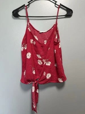 Lush Women’s Sleeveless Red Floral Blouse Spaghetti Strap Size Medium - Image 1 of 4