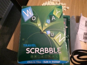 TRAVEL SCRABBLE  DELUXE GAME CLIP IN TILES COMPLETE FREE UK POST - Picture 1 of 6