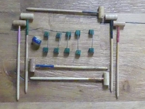Croquet Krocket Kinderspiel antik Frankreich Vintage mit Holzkiste Garten Deko - Bild 1 von 11
