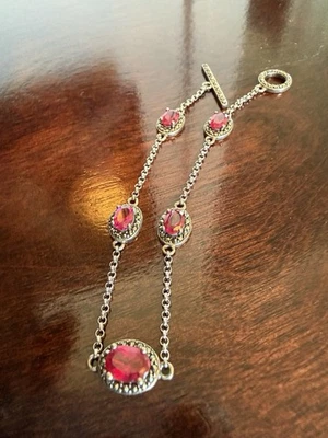judith jack sterling silver garnet bracelet RARE! - Image 1 of 4