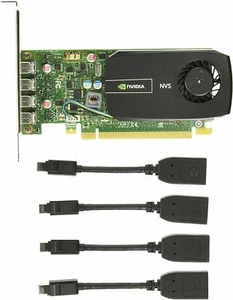 NVIDIA QUADRO NVS 510 2GB QUAD PORT GRAPHIC CARD + 4 MINI DP TO HDMI CONNECTORS - Picture 1 of 5