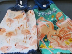 2 ASCIUGAMANI CUCINA PELUCHE ALL'UNCINETTO A MANO FENICOTTERI e SEI SGARGIANTE - Foto 1 di 3
