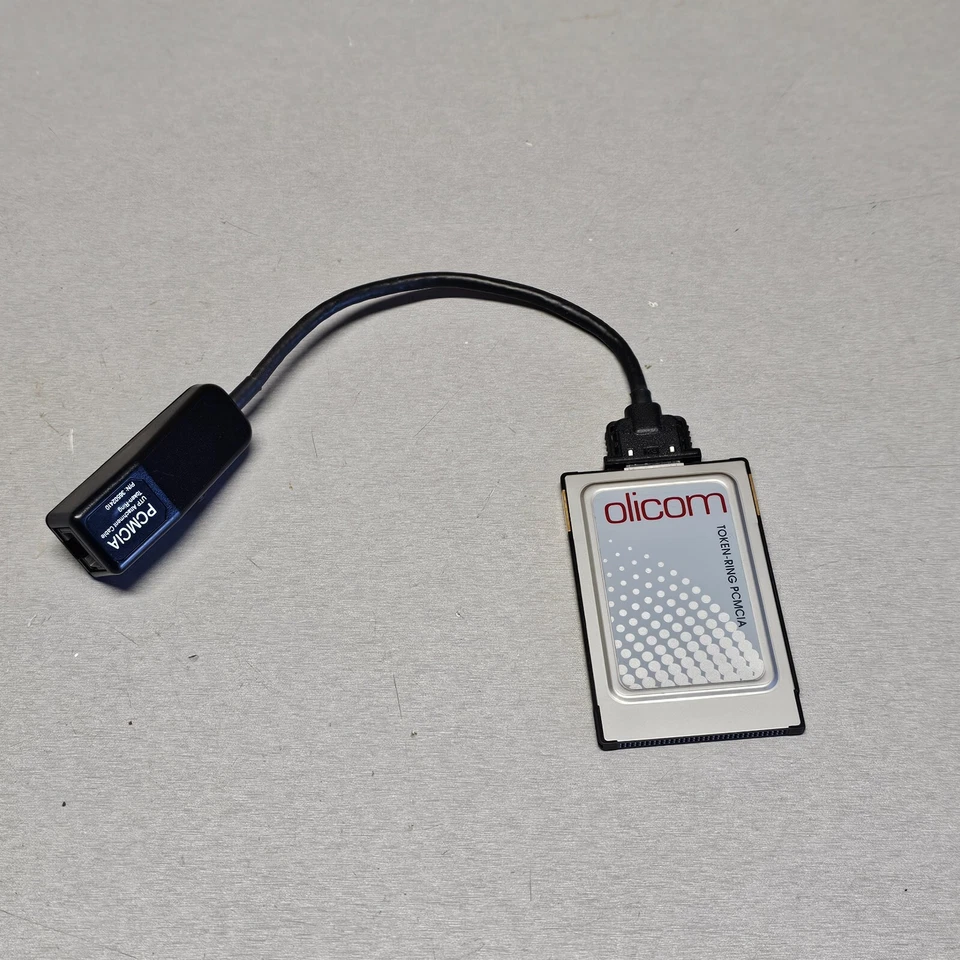 OLICOM 770000440 TOKEN-RING PCMCIA Adapter & UTP Dongle 36502410 - Image 1 of 4