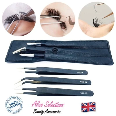 Volume 3 Pro Eyelash Extension Tweezers Individual ESD13,14,15 Set with Bag  - Image 1 of 4