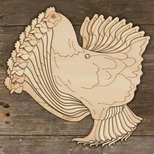 10x Holz Huhn Französische Henne stehend präzise Bastelform 3mm lagig Bauernhoftiere - Bild 1 von 4