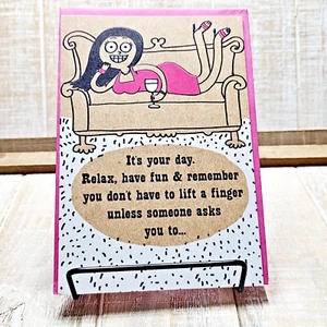 Recycled Paper Greetings Mother's Day Card Pink Brown Lift A Finger Funny - Picture 1 of 6