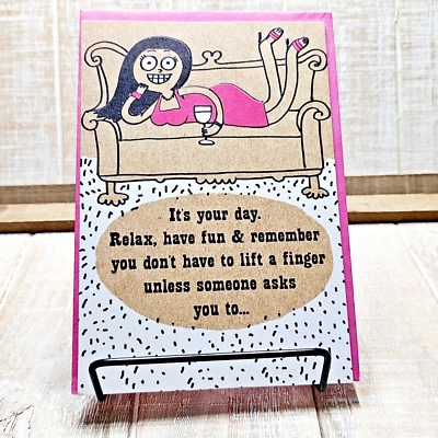 Recycled Paper Greetings Mother's Day Card Pink Brown Lift A Finger Funny - Image 1 of 4