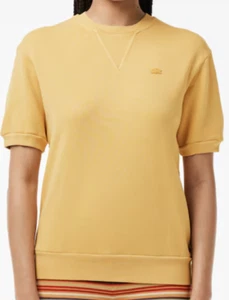 Lacoste Ladies Natural Dyed Fleece T-Shirt in Yellow.     C46 - Picture 1 of 15