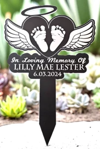 Adorno conmemorativo bebé niño corazón grabado estaca placa marcador memoria tumba. - Imagen 1 de 18