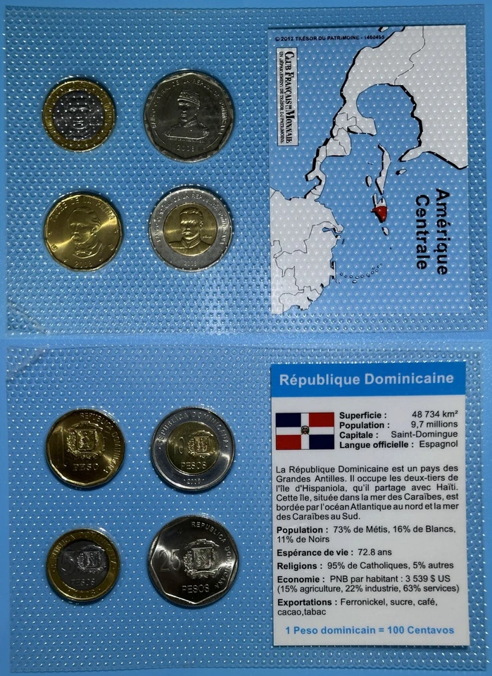 Dominican Republic 2008 4 Choice BU Coins Set Plastic Sealed w/ 2 Bimetal Pesos - Image 1 of 1