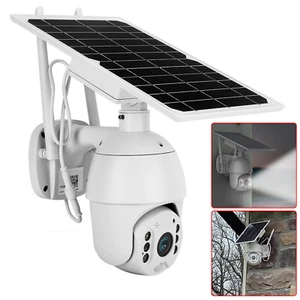 Security Camera LED Flood Light 1080P 24/7 Solar Power Panel Remote Cam Outdoor - Picture 1 of 4