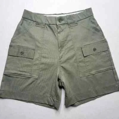 Shorts de carga esportivo vintage masculino tamanho 28 verde caminhada ao ar livre acampamento utilitário - Imagem 1 de 4