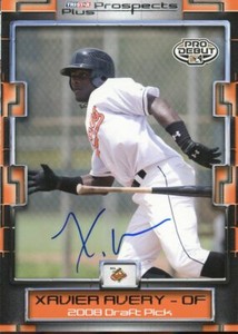 2008 TriStar XAVIER AVERY Signed Card autograph AUTO ORIOLES RC