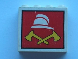 LEGO White Panel 1x4x3 Fireman Cap 2 Yellow Axes Ref 4215apx4 Set 6389  - Picture 1 of 1