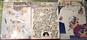 Lot 3 Vintage 90's Fashion Art Iron On Transfers Cats Kittens Dimensions 80253 + - Picture 1 of 5