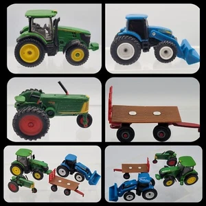 John Deere New Holland Diecast Farm Tractor 4x Lot Set OFFICIAL ERTL + Cart Read - Picture 1 of 24