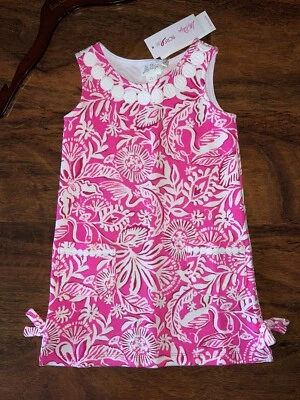 Lilly Pulitzer Girl S 4-5 Pink Absolutely Flamazing LITTLE KNIT SHIFT Dress NWT - Image 1 of 4