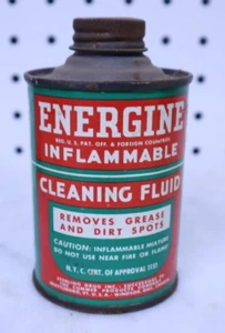 Nice Used Original Green Vintage 1960's Energine Cleaning Fluid Can Advertising - Picture 1 of 5
