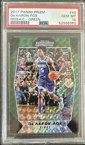*GB* 2017/18 Panini Prizm Mosaic Green De'Aaron Fox Rc #40 PSA 10 - Picture 1 of 2
