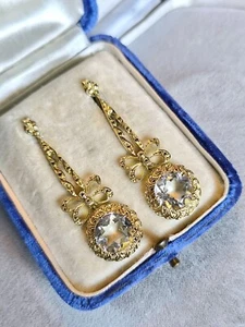 ✨ 925 Silber Bergkristall Ohrringe Vergoldet Jugendstil Design Pampel Tropfen - Bild 1 von 6