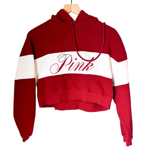 UNDERCOVER Felpa con cappuccio ROSA Victoria’s Secret rossa bianca stile Y2K grafica ritagliata taglia small