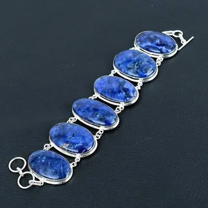 Natural Sodalite Silver Bracelet 925 Sterling Silver Bracelet Handmade Bracelet - Picture 1 of 3