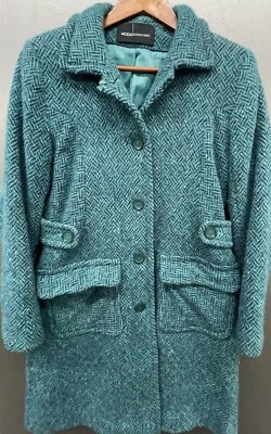Abrigo de Lana Moda International S Azul Verde Azulado Chevron Tweed Guisante Chaqueta De Colección Años 90 Foto 1 de 4
