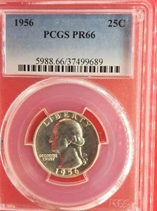 1956 Washington Quarter - PCGS PR66 - Proof Silver - Frosted - FREE SHIP (4-19) - Bild 1 von 2