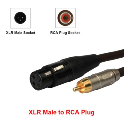 XLR Male/Female To RCA Plug Gold Plated Microphone Audio Cable Connector Cables - Image 1 of 4