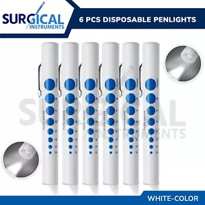 6 Pcs Disposable Penlights Diagnostic ENT Emergency Stainless Steel Hi-Quality - Picture 1 of 8