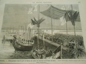 Gravur 1880 - Portugal Landung der Reste von Camoëns Vasci de Gama - Bild 1 von 1