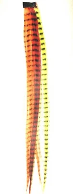 1 PIC CLIP EN PLUMAS DE IMITACIÓN ROJO NARANJA NEGRO TIGRE 16" EXTENSIÓN DE CABELLO SINTÉTICO Foto 1 de 4