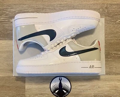 Nike Air Force 1 '07 ESS Blanco Negro Gris Patente DQ7570-001 Mujer 9.5, Hombre 8 Foto 1 de 4