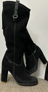 Women DIESEL SUEDE HIGH HEEL BOOTS BLACK US SIZE 8.5, EU  39 - Picture 1 of 14