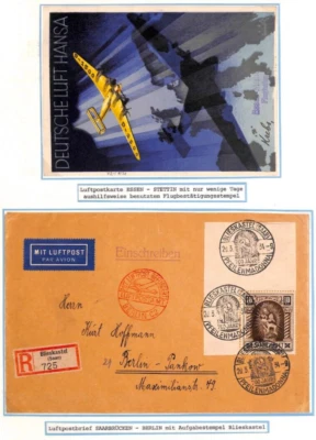 GERMANY/SAAR Air Mail 10Fr CHARITY Cover & ORIGINAL AVIATION ADVERT Card ZP22 - Image 1 of 4