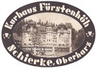 x2086 Hotel Kurhaus Fürstenhöh SCHIERKE Oberharz luggage label Kofferaufkleber