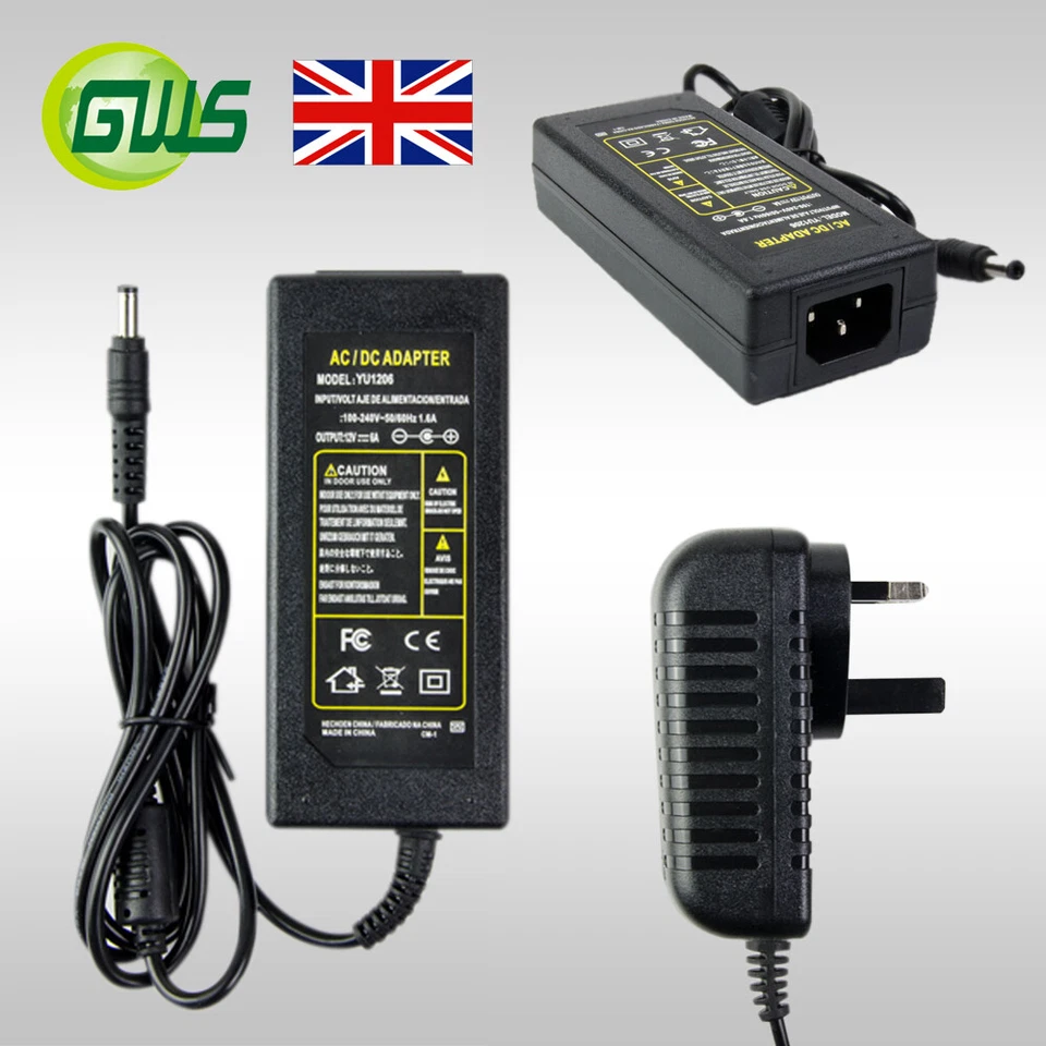 12V/24V 1A-10A 24W-120W Power Supply AC to DC Adapter For LED Strip Light/CCTV - Image 1 of 1