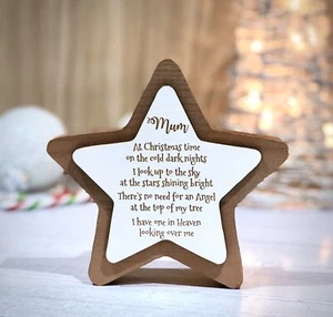 Personalised Memorial Christmas Star Decoration Mum Dad Nan Rustic Xmas Gift - Picture 1 of 6