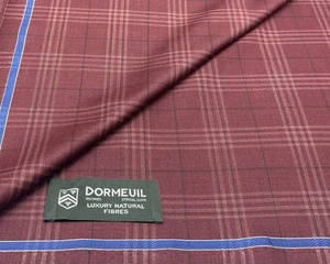 Red Check Forever Green All Wool Fabric Suiting Fabric Dormeuil, 3.75m x 1.50m - Picture 1 of 6