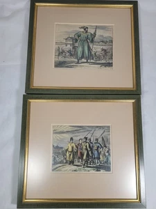 Chinese Engraved Prints X2 O Dapper Vintage Framed & Glazed Soldiers Rare Prop - Picture 1 of 15