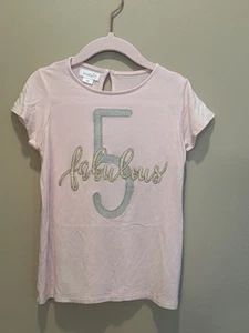 Mudpie Girls Birthday shirt “5” Size 5 - Picture 1 of 2