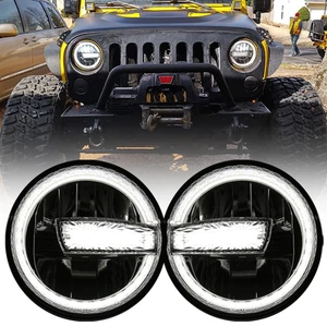 Pair 7" LED Headlight Projector Hi/Lo Beam DRL for Jeep Wrangler JK TJ LJ CJ - Picture 1 of 5