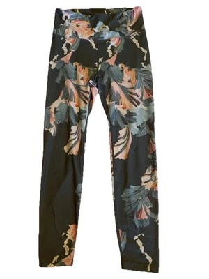 Leggings Yoga Entrenamiento Floral Gris Rosa Talla Pequeña EC Foto 1 de 4