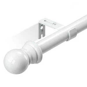 White Curtain Rod - 1 Inch Curtain Rods for Window 30-84 Inches - Including T... - Picture 1 of 7