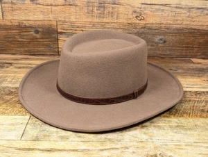 Irvine Park Men’s 100% Wool Felt Fedora Hat Medium Made In USA With Brown Band - Picture 1 of 10