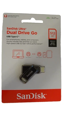 SanDisk Ultra 512GB Dual Drive Go USB Type-C Flash Drive (SDDDC3-512G-A46) NEW - Image 1 of 2