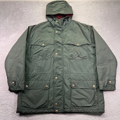 Vtg Woolrich Parka Jacket Mens Large Green Wool Lined Hooded Chore Coat Made USA - Image 1 of 4